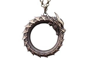 Ouroboros Dragon Snake Viking Pendant Necklace Amulet Charm With Chain (Brass)