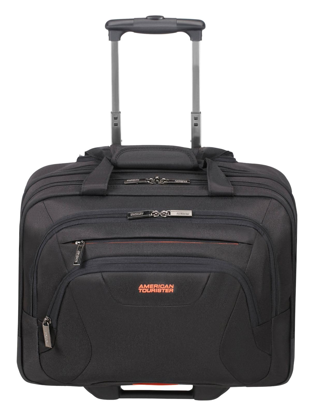 American Tourister at Work - 15.6 Inch Laptop Bag with Wheels, 44 cm, 22 L, Black/Orange (Black/Orange)