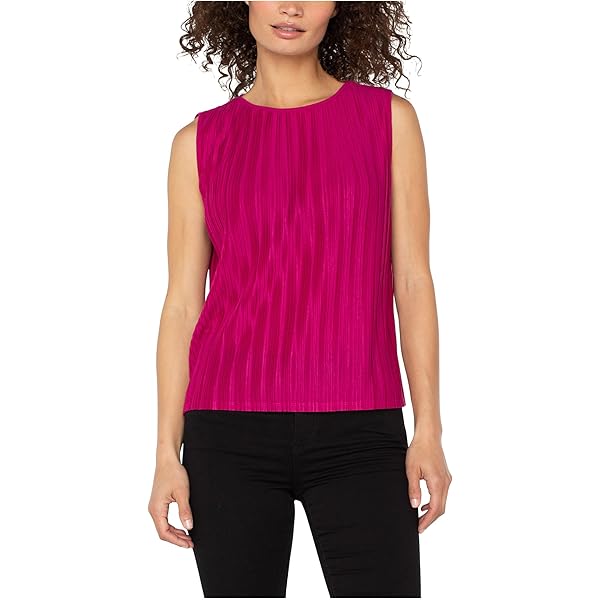Liverpool Los Angeles Women Sleeveless Woven to Knit Top Black