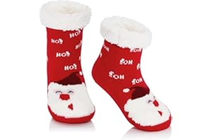 Zando Kids Fuzzy Socks with Grips Non Slip Toddler Slipper Socks Baby Christmas Socks Boys Girls Winter Warm Cozy Socks