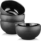 Yedio Black Ceramic Bowls Set of 4, 38 oz Porcelain Large Bowl for Kitchen, Cereal, Soup, Dessert, Rice, Snack, Fruits, Ice Cream, Noodle,Breakfast, Microwave Dishwasher Freezer Oven Safe