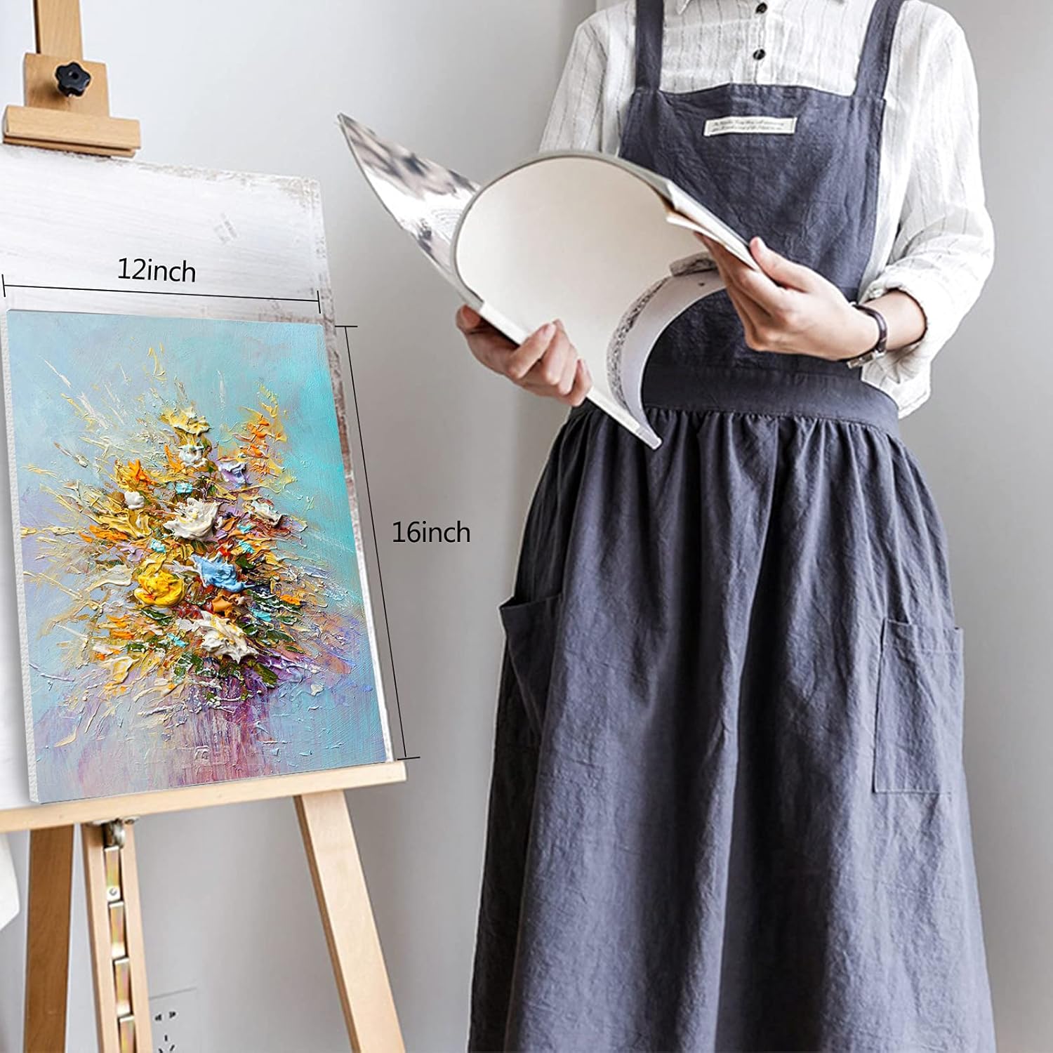 Premium Stretched Canvas (5 Pack, 12 x 16 Inch) Primed, 100% Cotton, Canvas Boards for Painting Using Oil or Acrylic Paint, Canvases for Artist, Hobby Painters & Beginner