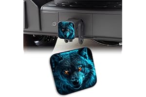 UUCBTAH Tow Hitch Cove Neon Blue Wolf Trailer Hitch Cover Universal 2" Square Hitch Cover Plug Cap,Heavy Duty Trailer Hitch Tube Rubber Covers for Trucks SUV Cars