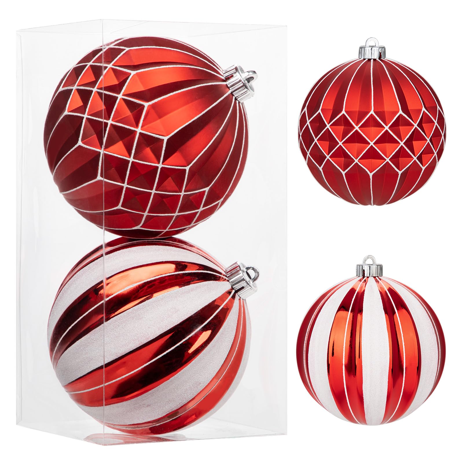 Photo 1 of Briful 6'' Extra Large Christmas Ornaments for Trees Decorations, 2PCS Red Oversized Shatterproof Hanging Balls for Xmas Winter Holiday Wedding Decor, Outdoor&Indoor Decorations