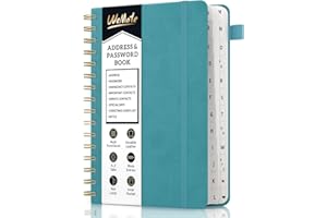 WEMATE Spiral Address Book with Alphabetical Tabs, Leather Password Book, Address Organizer Telephone Notebook Journal Keep C