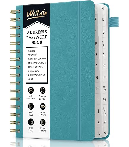 Carnet D'Adresses Onglets Alphabétiques Rigide - Organiseur Contacts, Mots De Passe, Anniversaires - Format A5 Élégant