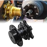 Sodcay Aluminum Steering Wheel Adapter, Quick Release Hub, 6 Hole Racing Modification Device, Auto Universal Steering Wheel Heightening Accessories (Black)