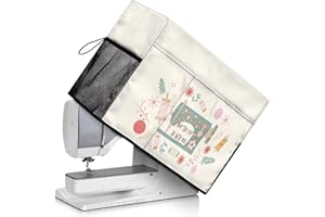 ZCFYGDX Sewing Tools Text Floral Print Sewing Machine Cover with Side Handle & Pockets - 17.7x8.6x12.6 in Dust & Pet Hair Resistant Protective Cover for Standard Singer/Brother Machines Decor