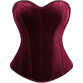 Scarlet Darkness Vintage Corset Tops for Women Overbust Bodyshaper Crop Top Strapless Open Back Renaisssance Corset
