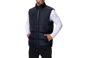 WHN Men's Puffer Vest Outerwear Winter Zipper Quilted Puffy Sleeveless Jacket Outdoor Size M to XXL