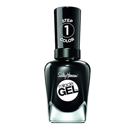 Sally Hansen Miracle Gel Nagellack ohne künstliches UV-Licht Blacky O, Schwarz, mit intensiv glänzendem Gel-Finish, Nr. 460, 