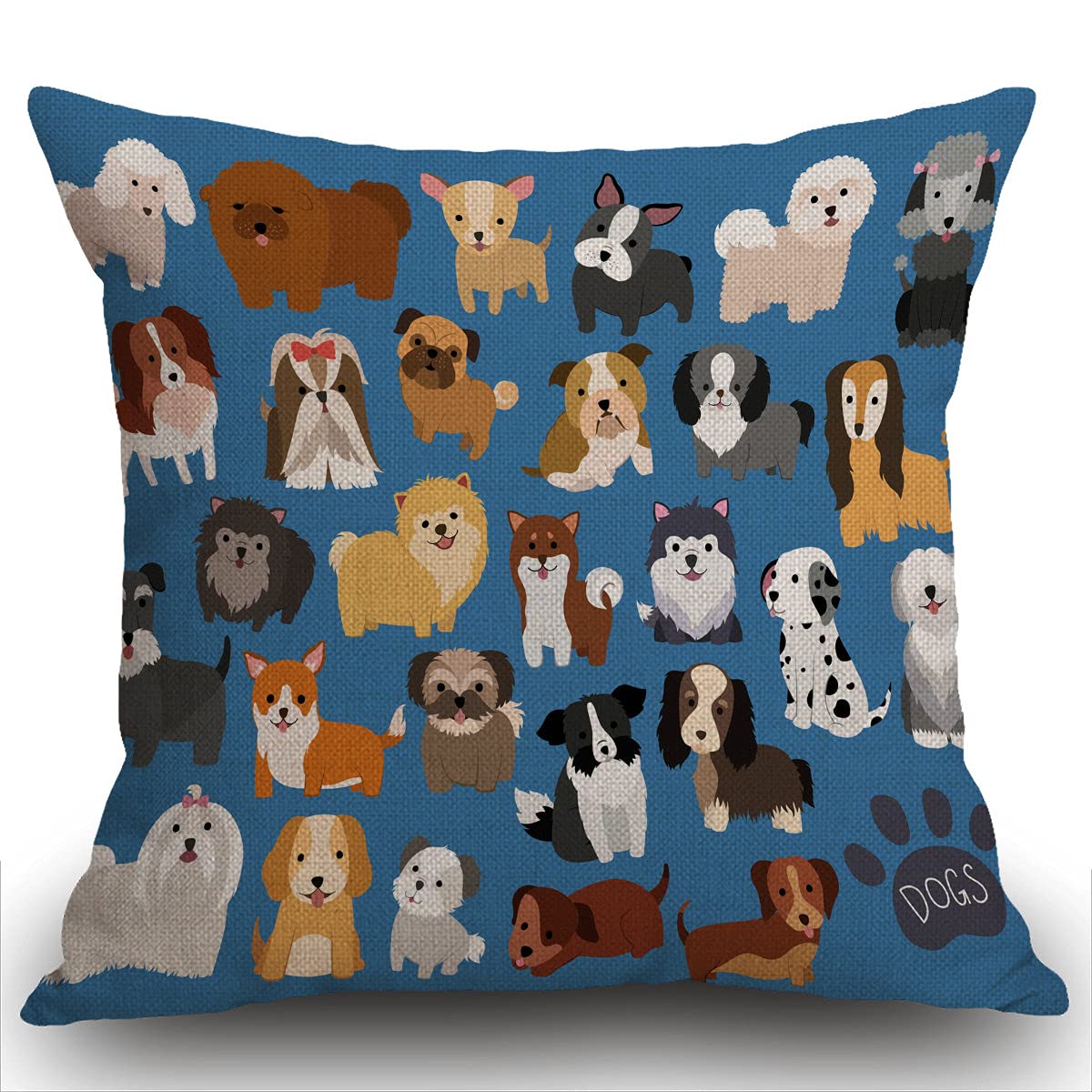 Smooffly Cute Dog and Puppy set Cushion Cover Outdoor Furniture Decorative Linen Square Double Sided Printing Pillow Cover for Home Office Sofa Couch Car Garden 45 x 45cm 18 x 18 inches