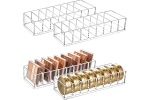 Foraineam 4 Pack Acrylic Compact Organizer Cosmetics Beauty Care Powder Holder Blushes Highlighters Eyeshadow Makeup Organize