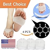 Metatarsal Pads, Ball of Foot Cushion (6 PCS) *NEW MATERIAL* Forefoot Pads, Breathable & Soft Gel, Best for Diabetic Feet, Callus, Blisters, Forefoot Pain. Can be sued for both feet For Men and Women.