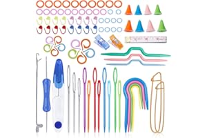 Complete Knitting and Crochet Accessories Knitting Tools Accessories, Knittings Supplies Kit with Stitch Markers Plastic Sewi
