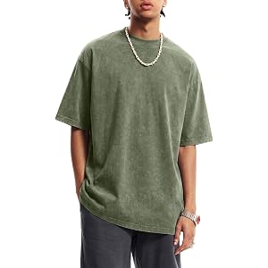 KEEPSHOWING Oversized Tshirts for Men Acid Wash Crewneck Cotton Graphic Tees Basic Short Sleeve Loose Fit Tops 2026