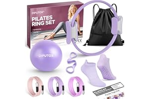 DIPUTOX Pilates Ring Kit for Women, Pilates Equipment Accessories, Home Workout Set with Magic Circle, Mini Exercise Ball, Ankle Resistance Bands & Yoga Socks, for Fitness, Toning & Better Me Gifts