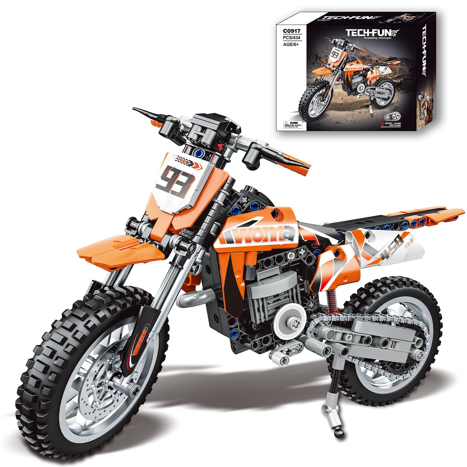 NAFONRU Motorcycle Building Blocks Set, Technic Motorcycle 1:8 Scale Collectible Model Kit, STEM Building Toy Bricks Set for Boys Teens Adults, Display Gift for Motorcycle Fans (434 PCS)