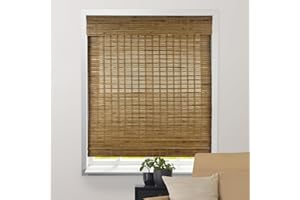 ARLO BLINDS Sheer Bamboo Roman Shades with Valance - Dali Native, 34" W x 60" H - Light Filtering Cordless Blinds for Interior Windows - Real Natural Bamboo Material - Mounting Hardware Included