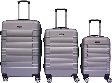 SHAIK SerieCLASSIC JFK Design Hartschalen Trolley, Koffer, Reisekoffer 4 Doppelrollen Zwillingsrollen, Zahlenschloss (Set, Si