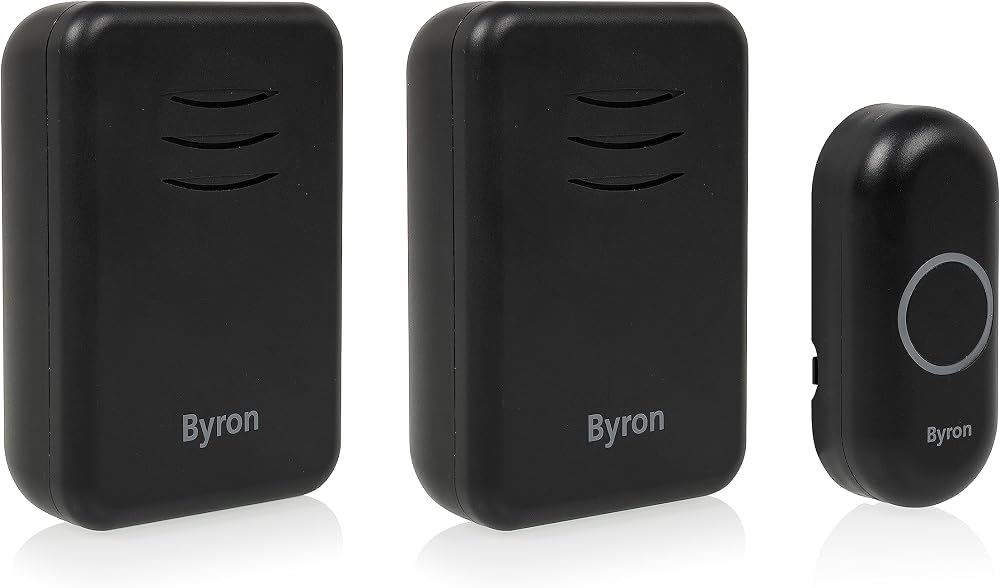 Byron Wireless Doorbell Set Twin Pack Battery Plug In 150m 16 Melodies