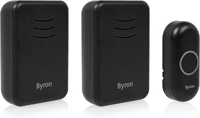 Byron Wireless Doorbell Set Twin Pack Battery Plug In 150m 16 Melodies