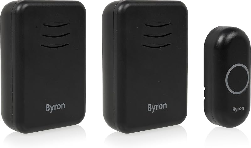 Byron Wireless Doorbell Set Twin Pack Battery Plug In 150m 16 Melodies