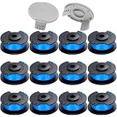 Replacement Spool for Ryobi Weed Wacker String, 0.065'' 11Ft Auto-Feed Line for Ryobi Weed Eater String Compatible with Ryobis AC14RL3A 18v, 24v, 40v Cordless Trimmers (12 Spools+2 Caps)