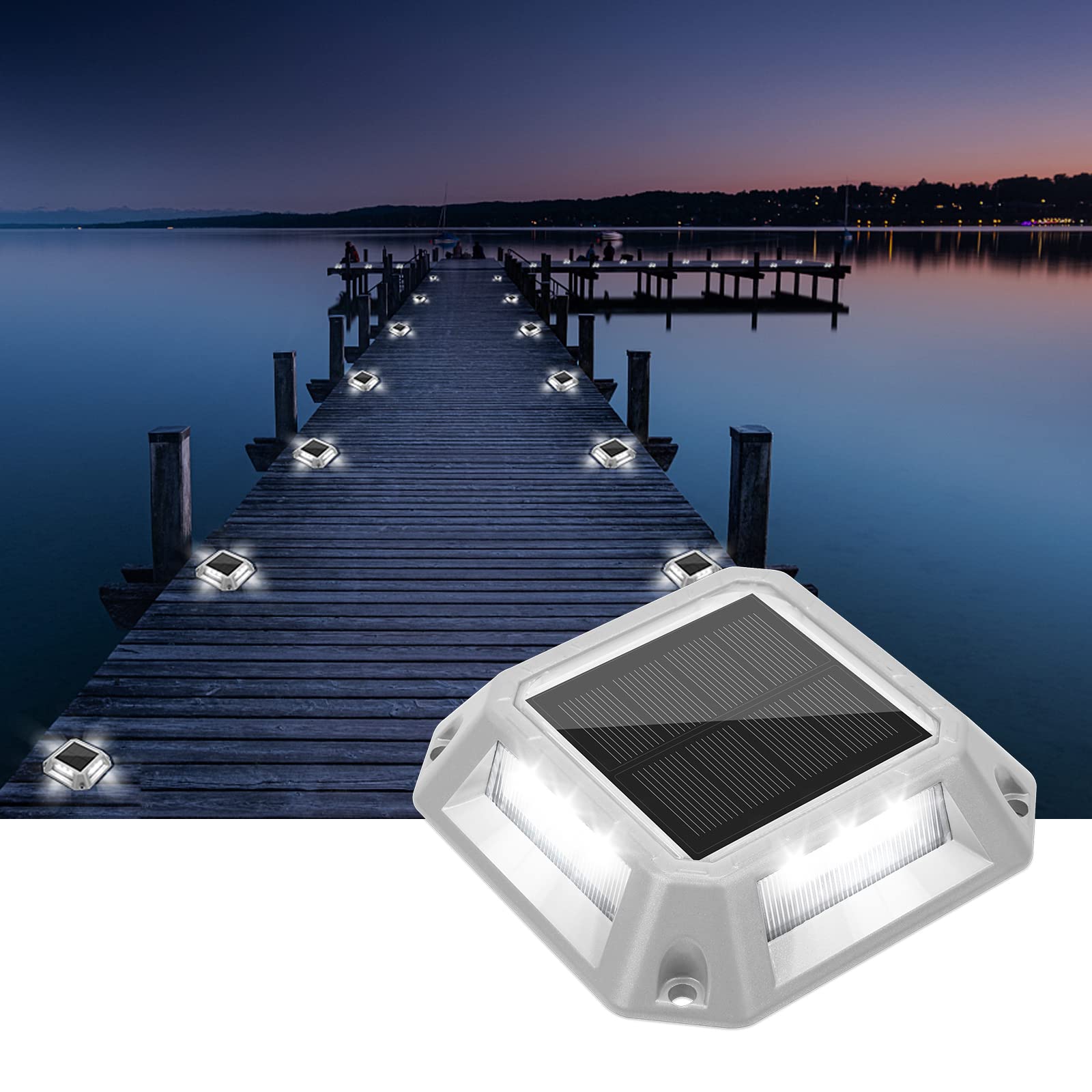 Photo 1 of VOLISUN Solar Driveway Lights Dock Deck Lights 8-Pack,2 Colors in 1,Solar Powered 1200mAh Battery,Waterproof Outdoor Warning Step Light for Driveway Sidewalk(2 Colors Lighting,White/Blue)