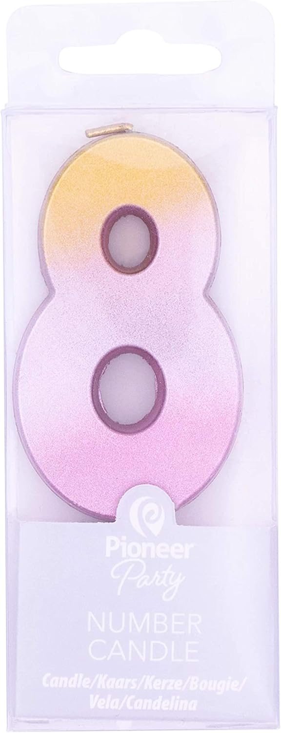 Pioneer Party Candle, Age Eight Cake Candle, Eighth Birthday Candles, 15890, Rose Gold Ombre - Image 3