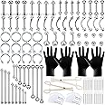 118PCS Piercing Kit for All Body Piercings Stainless Steel Piercing Jewelry 14G 16G Jewelry for Ear Cartilage Tragus Nose Septum Lip Nipple Piercing Tools