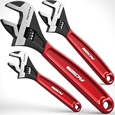 SEDY Adjustable Wrench Set Pipe Spanner: 6" 8" 10" Wide Jaw Black Oxide Wrench With Cushion Grip, Laser Marked Metric &amp; SAE Scales, CR-V Steel for Professional