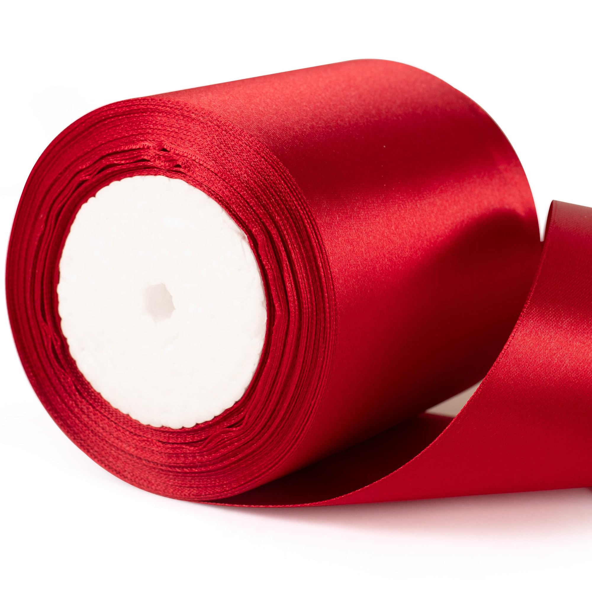 22m x 10cm Wide Burgundy Red Satin Ribbon, Dark Red Thick Wedding Car Ribbon for Gift Wrapping, Bouquet, Cake, Craft Decorations, Premium 4 Inch Florist Ribbons for Christmas Birthday Present