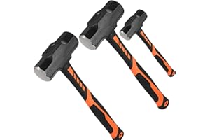 ZEONHEI 3 PCS 2lb 3lb 4lb Sledge Hammer, Heavy Duty Crack Hammer with Forged Steel Head and Shock Reduction Fiberglass Handle, Club Hammer for Demolition Work