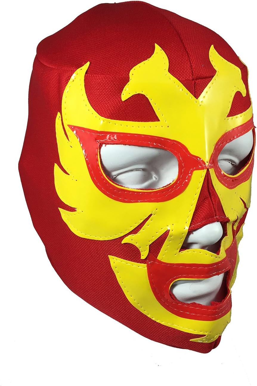 DOS Caras Youth Lucha Libre Wrestling Mask - Costume Wear - Red/Yellow