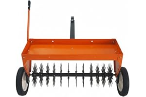 TackView 40-Inch Tow Behind Lawn Aerator – Galvanized Steel Tines, Global Hitch, Adjustable Handle, Heavy Duty Soil Aeration 