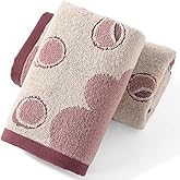YiLUOMO Floral Bubble Pattern Hand Towel Set of 2 Highly Absorbent Quick Dry 100% Cotton Decorative Hand Towels for Bathroom, Hotels, Travel, Spa 13" X 29"（Brown）