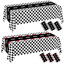 WNINK 6 Pack Race Car Table Cloth and Black White