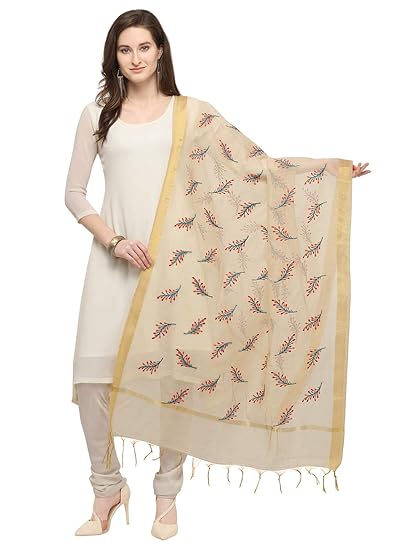 KANCHNAR Womens Embroidered Cotton Dupatta