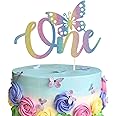 Butterfly One 1st Cake Topper, Butterfly First Birthday Cake Decor, Cute Baby Shower Party Decorations, Happy Birthday Theme Rainbow Glitter Supplies