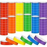 TaoBary 3000 Pcs Paper Wristbands for Events Neon Party Wrist Bands Colored Waterproof Bracelets Identification Hand Bands Adhesive VIP Armbands for Concerts Bars Party