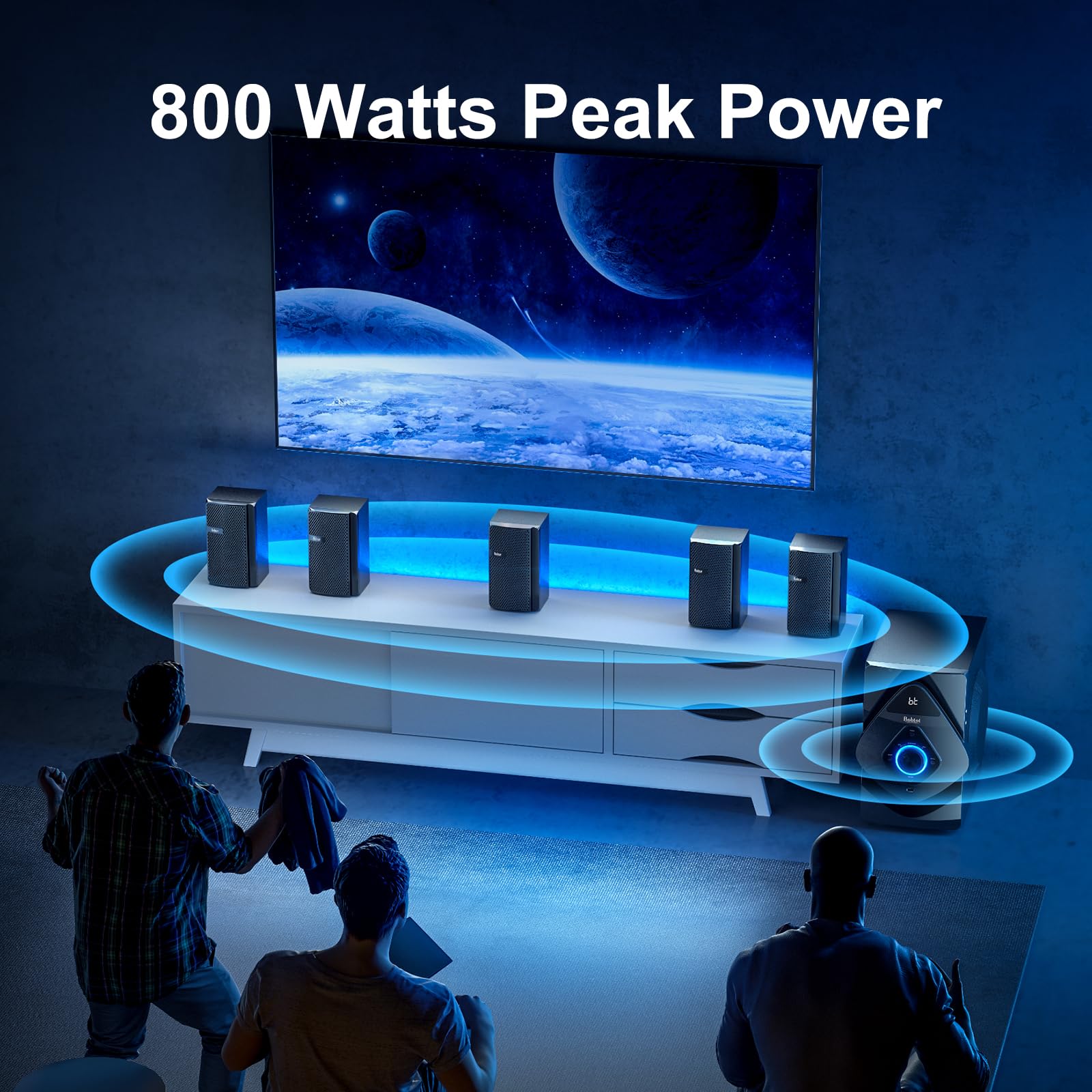 Bobtot Home Theater System Wireless Rear Satellite Speakers 800W 6.5inch Subwoofer 5.1/2.1 Channel Surround Sound Systems with HDMI ARC Optical Bluetooth Input