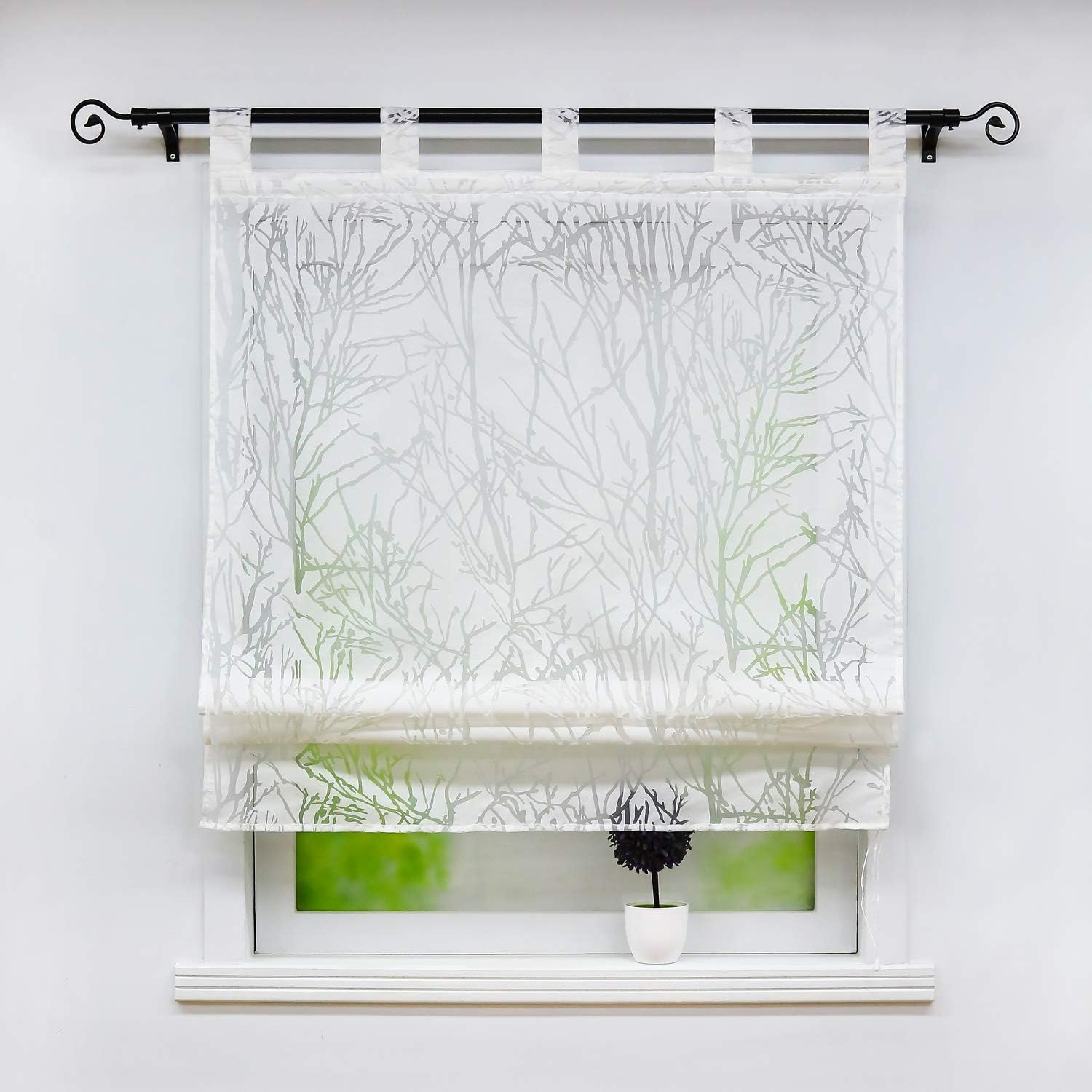 Joyswahl Voile Roman Blind Plain Romantic Burnout Design with Print