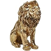 LC LCdecohome Gold Lion Statue Collectible Figurines – 20 Inch Gold Standing Lion Home Decor Lion Size Large Sculpture Lion Statue Gold Lion Decor Modern Home Decoration 20 x 9.5 x 19 Inch