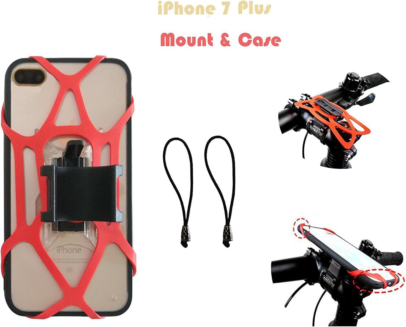 iPhone 7 Plus Bike Cellphone Mount Holder,Calmpal Tying-Up ClipGrip Bike Stem/Handlebar Phone Mount Bundle with Hybrid Protective iPhone 7 Plus Hard Riding Case(for iPhone 7 Plus 5.5")
