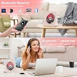KOVCDVI CD Player with Bluetooth 5.0 Dual Speakers Remote Pink Dust Cover view 4