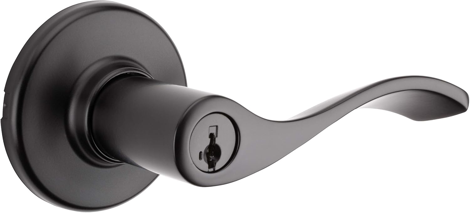 Weiser Belmont Keyed Entry Levers with SmartKey, Matte Black, Door