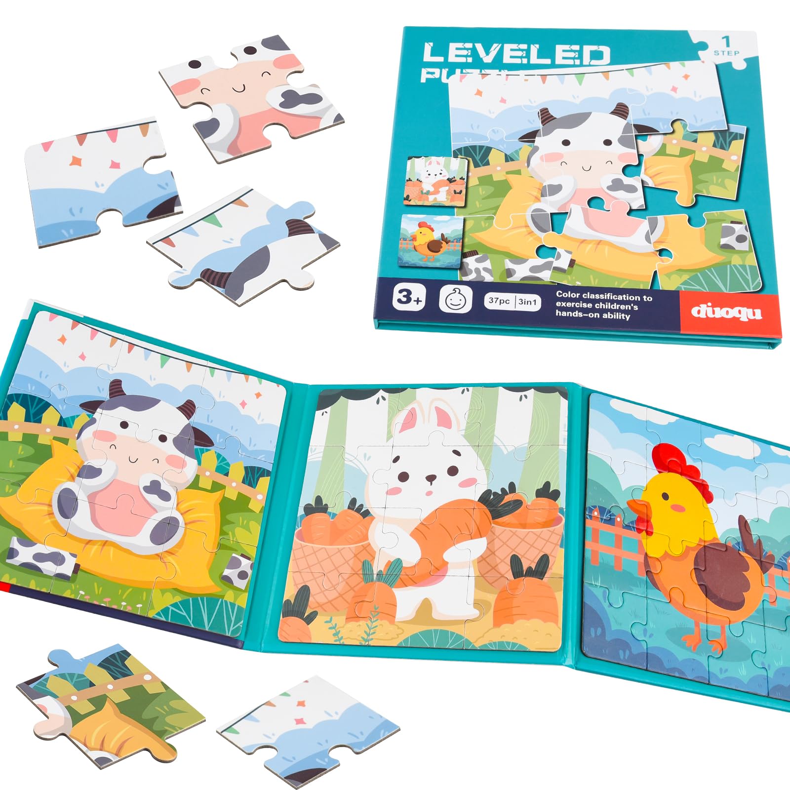 NEBURORA Magnetic Puzzles for Toddlers, Educational Travel Toys Car Plane Activities For Kids, 37 pieces Learning Magnet Puzzles for Road Trip, Kids Birthday Gifts — image 1