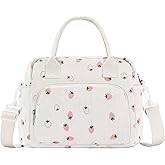 OYLOLA Lunch Bag Women Lunch Box for Women Adult Cute Insulated Lunch Bag Lager Cooler Lunch Tote Bags for Work Picnic (Beige-Light Strawberry)
