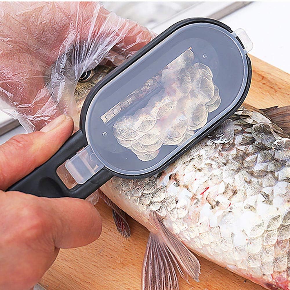 Fish Scale Scraper, New Practical Fish Scale Remover Scaler Scraper Cleaner Planing Kitchen Tool Peeler (Black)